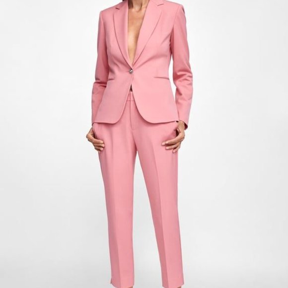 zara pink pant suit